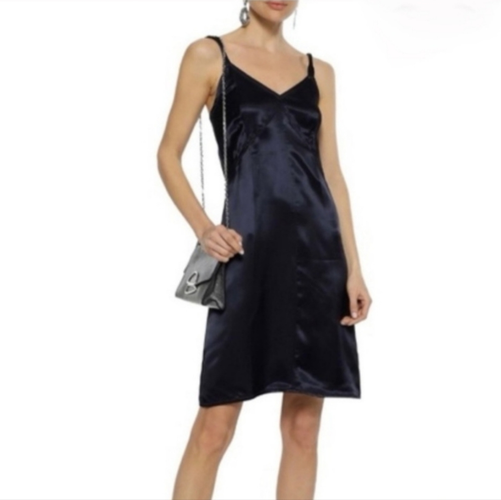 HELMUT LANG Compact Viscose Slip Dress in Truest Navy |  Sz M | NWT